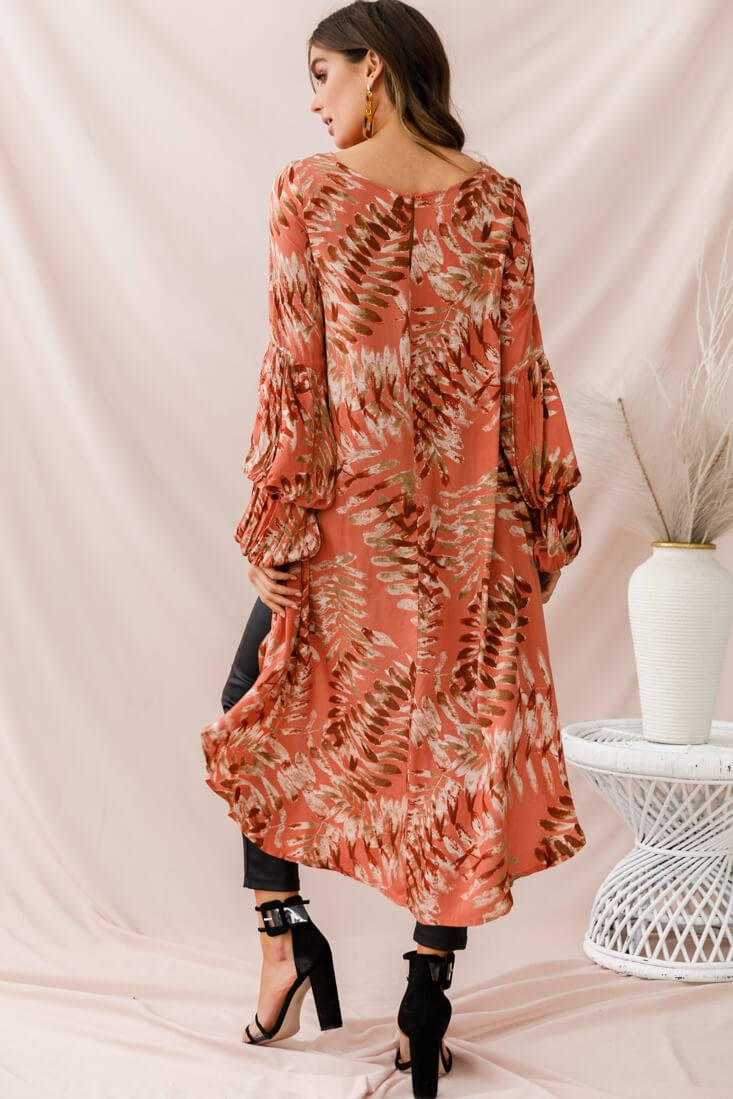 Elaine High Low Balloon Sleeve Top Rose by Selfie Leslie