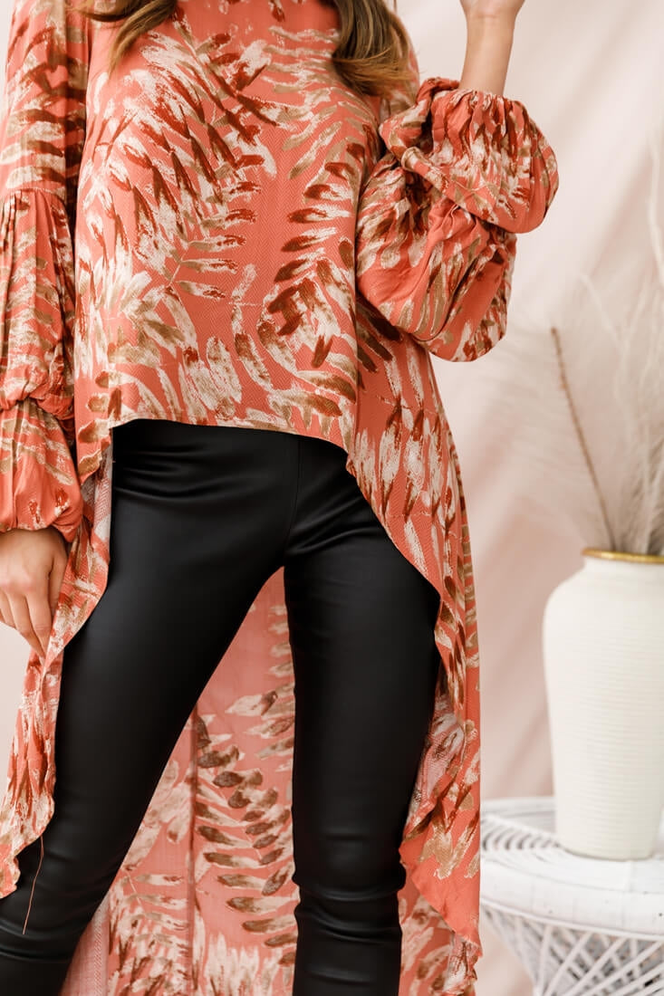 Elaine High Low Balloon Sleeve Top Rose by Selfie Leslie