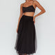 Jasmine Organza Mesh Elasticated Waist Midi Skirt Black