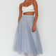 Jasmine Organza Mesh Elasticated Waist Midi Skirt Blue