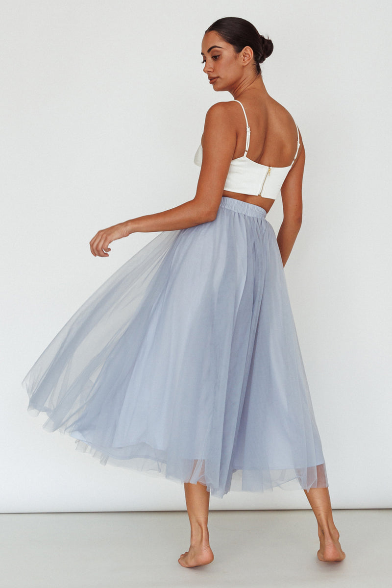 Jasmine Organza Mesh Elasticated Waist Midi Skirt Brown