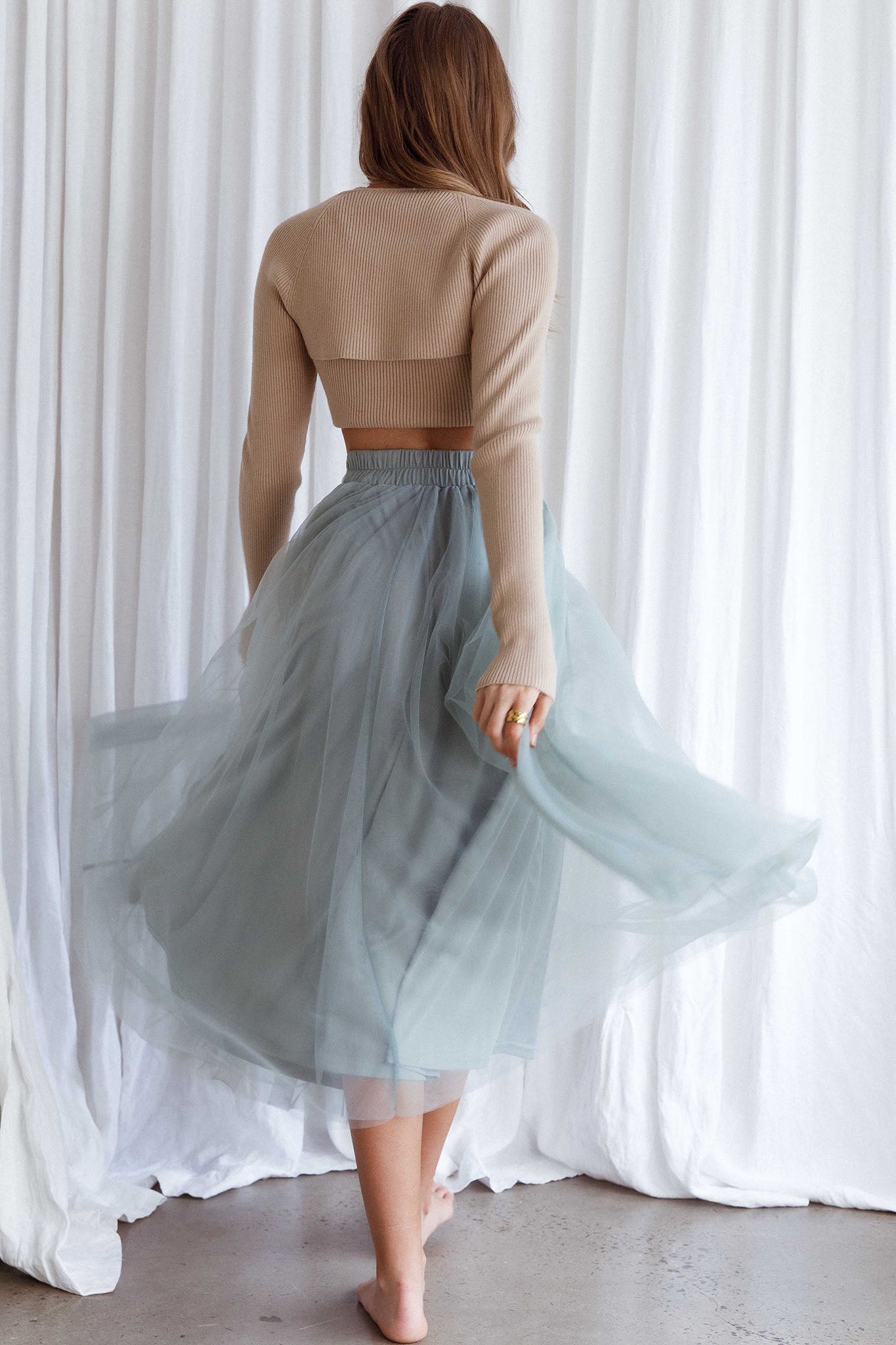 スカート KUME FRILL CHIFFON MIDI SKIRT Skirts