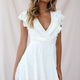 Asher Layered Frill Neckline Mini Dress White