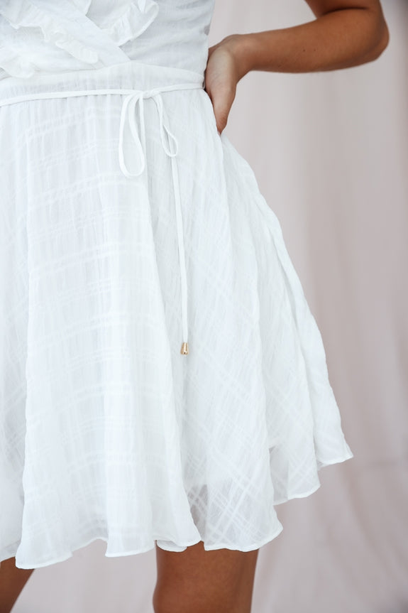 Asher Layered Frill Neckline Mini Dress Mocha