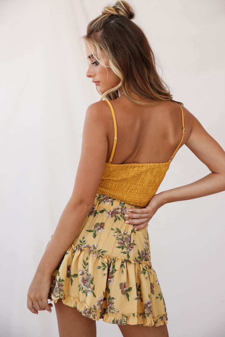 Mirage Crochet Lace Crop Top Mustard by Selfie Leslie