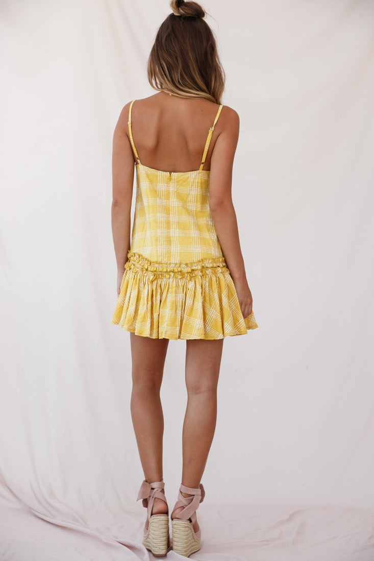 Zelda Dropped Waist Shift Dress Mustard by Selfie Leslie