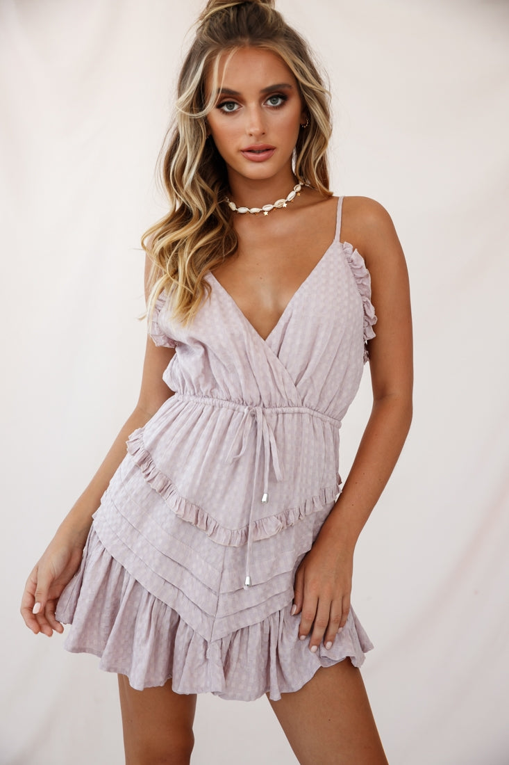 Willah Pintuck And Frill Detail Drawstring Dress Mauve by Selfie Leslie