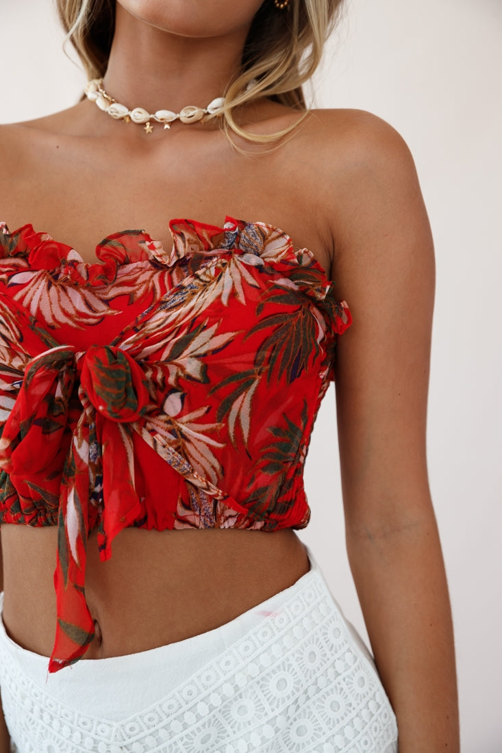 Jamaican Me Crazy Ruffle Bustier Red by Selfie Leslie