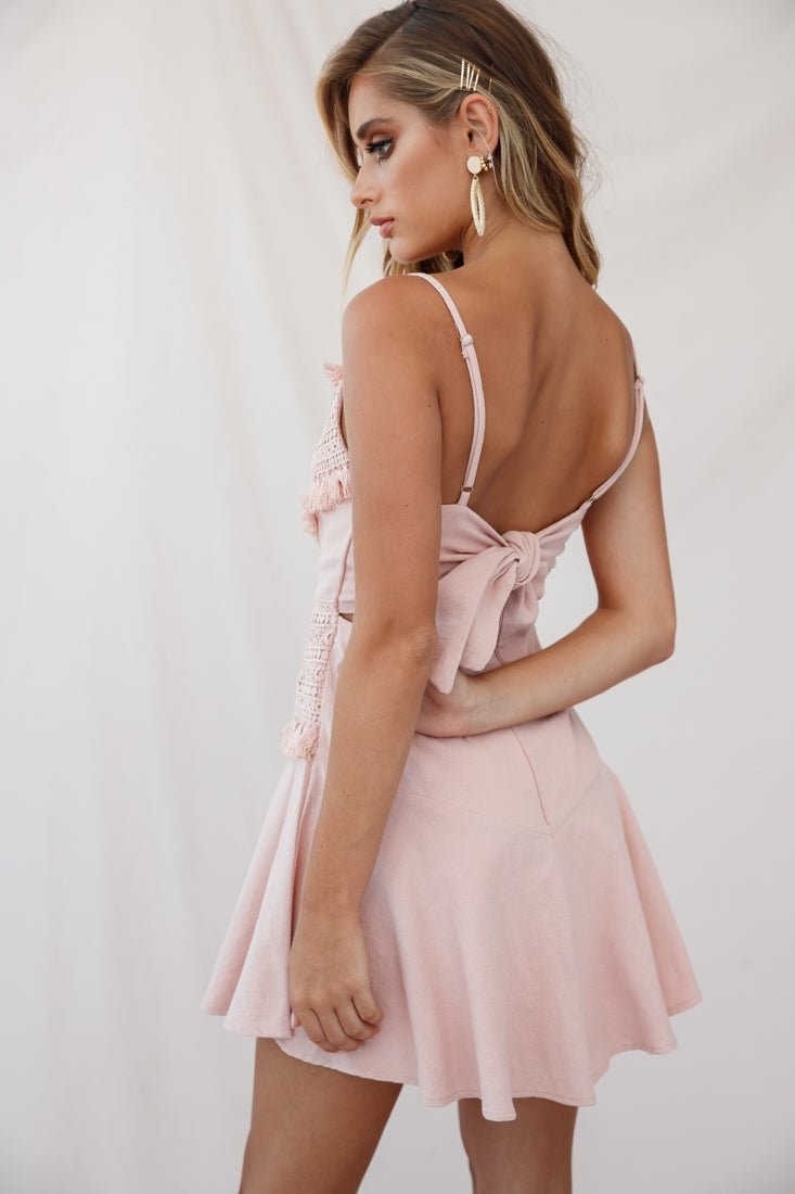 Janey Appliqué A-Line Dress Pink by Selfie Leslie