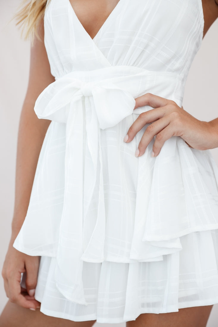 Maddox Fit & Flare Summer Romper White by Selfie Leslie