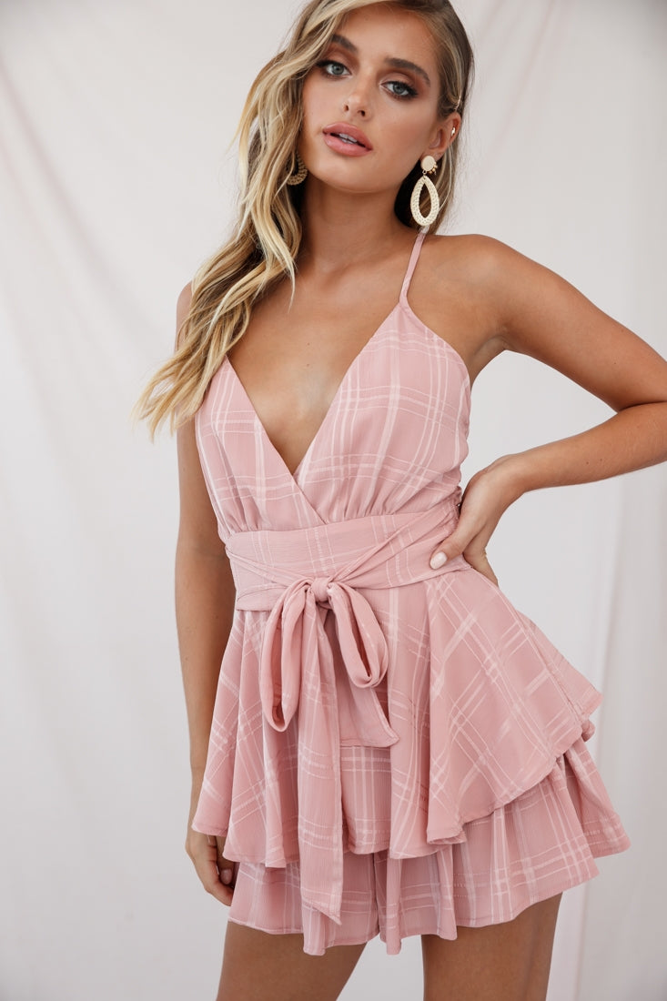 Shop the Maddox Fit & Flare Summer Romper Blush