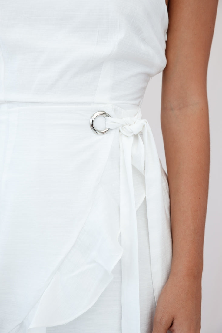 Pepita Cami Strap Wrap Dress White by Selfie Leslie