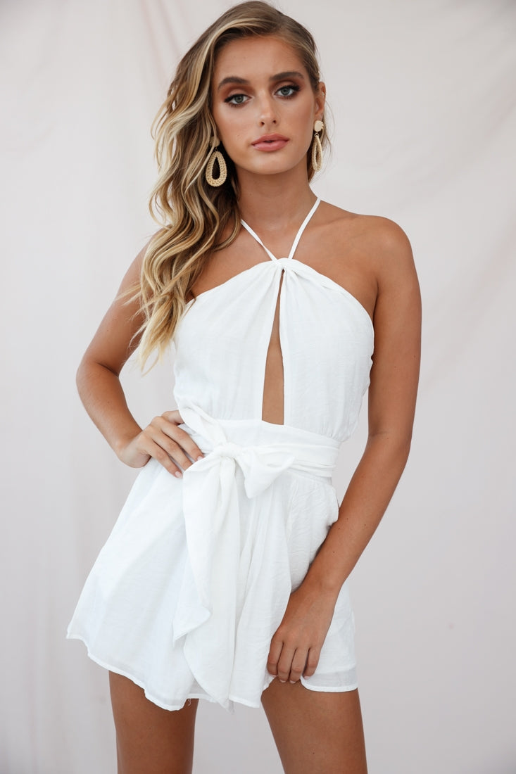 Belle Fit and Flare Romper White by Selfie Leslie