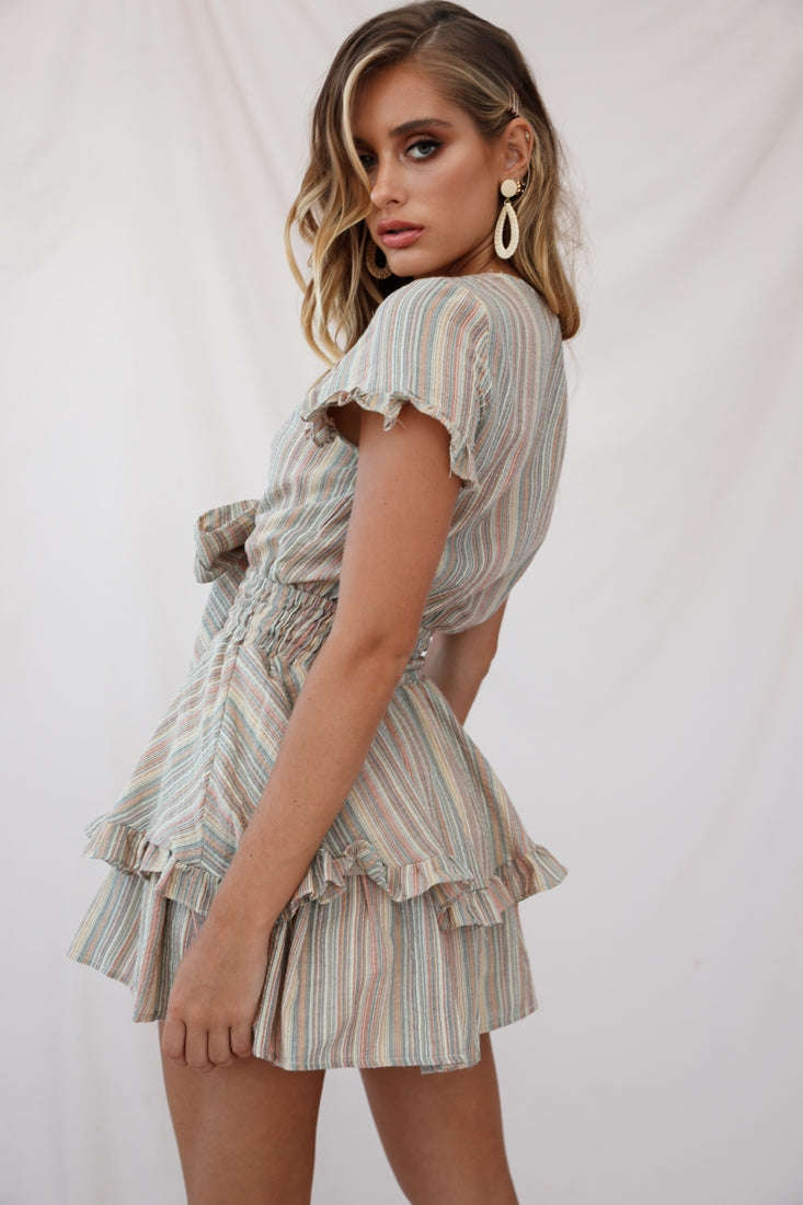 Anthea Bow-Tie Front Layered Frill Dress Orange Multi– Selfie Leslie