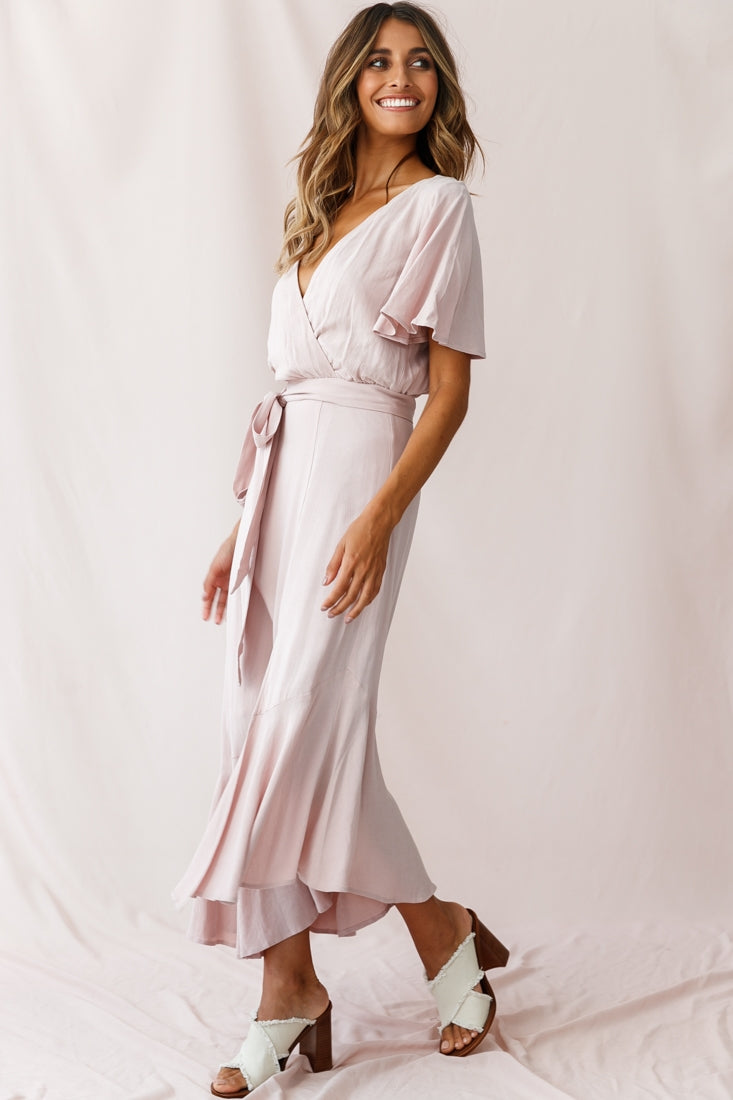 Friday Surplice Neckline Front Split Maxi Dress Mauve by Selfie Leslie