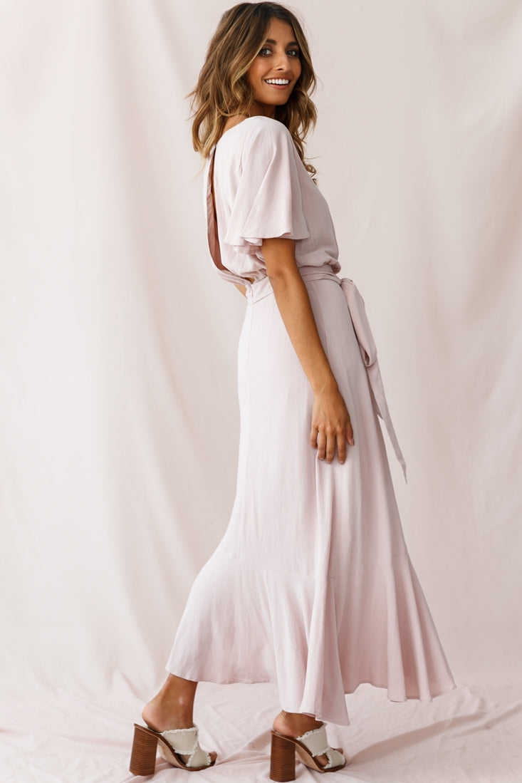 Friday Surplice Neckline Front Split Maxi Dress Mauve by Selfie Leslie