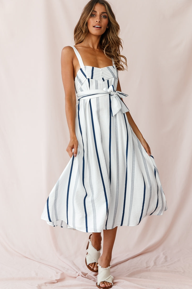 Colmar Wide Strap Midi Dress Navy by Selfie Leslie