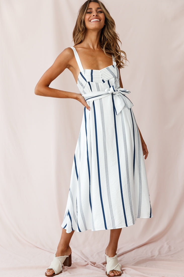 Colmar Wide Strap Midi Dress Navy by Selfie Leslie
