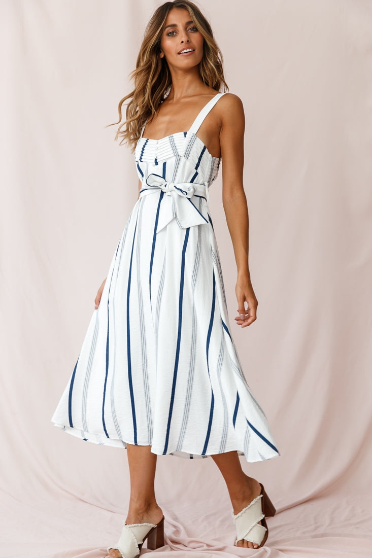 Colmar Wide Strap Midi Dress Navy by Selfie Leslie
