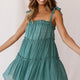 Dolly Layered Ruffle Tied Shoulder Strap Dress Green