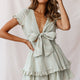 Anthea Bow-Tie Front Layered Frill Dress Olive