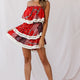 Palau Tassel-Trimmed Paisley Skirt Red