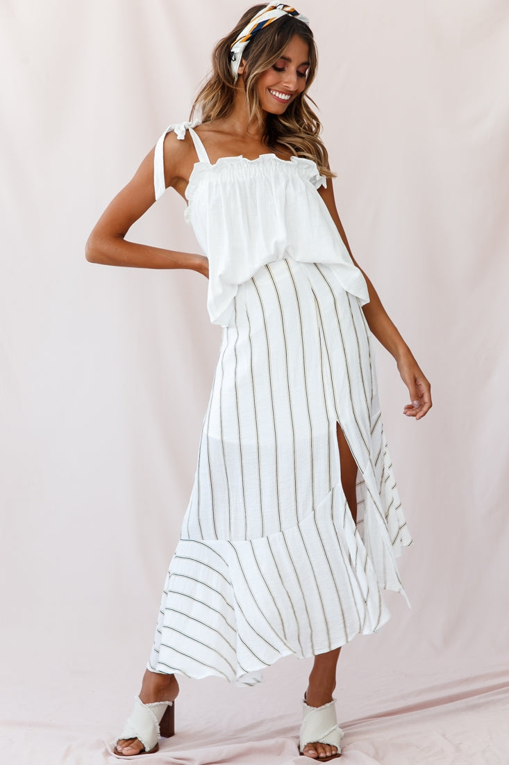 Journey Tied Shoulder Elasticated Neckline Top White by Selfie Leslie