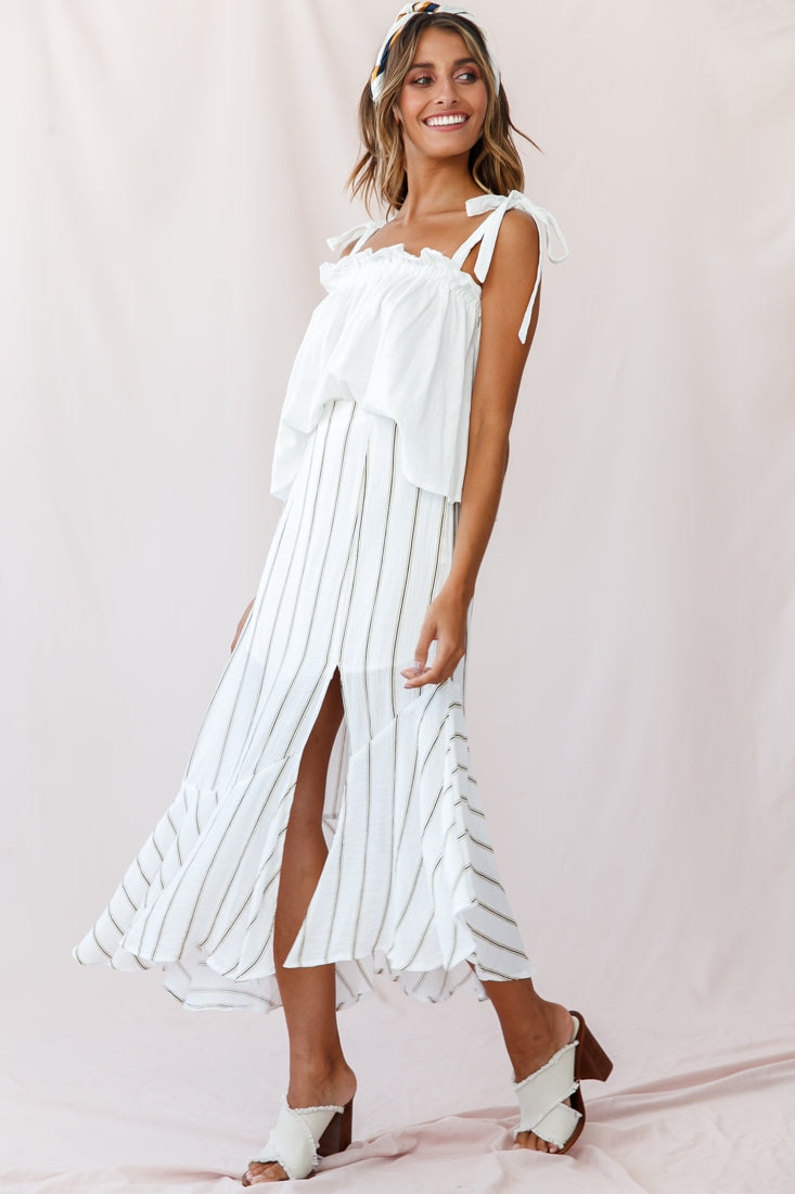 Journey Tied Shoulder Elasticated Neckline Top White by Selfie Leslie