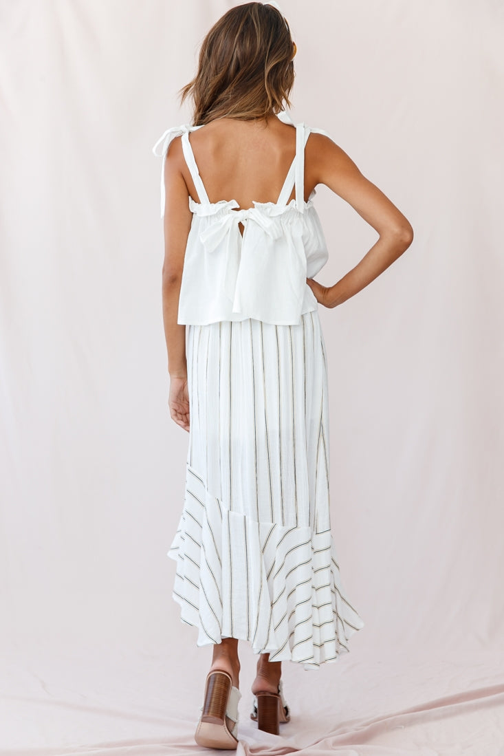 Journey Tied Shoulder Elasticated Neckline Top White by Selfie Leslie