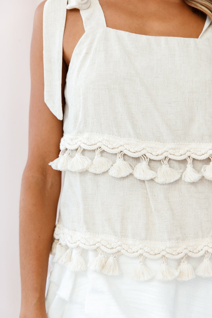 Sirocco Layered Tassel Top Natural by Selfie Leslie