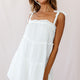 Dolly Layered Ruffle Tied Shoulder Strap Dress White