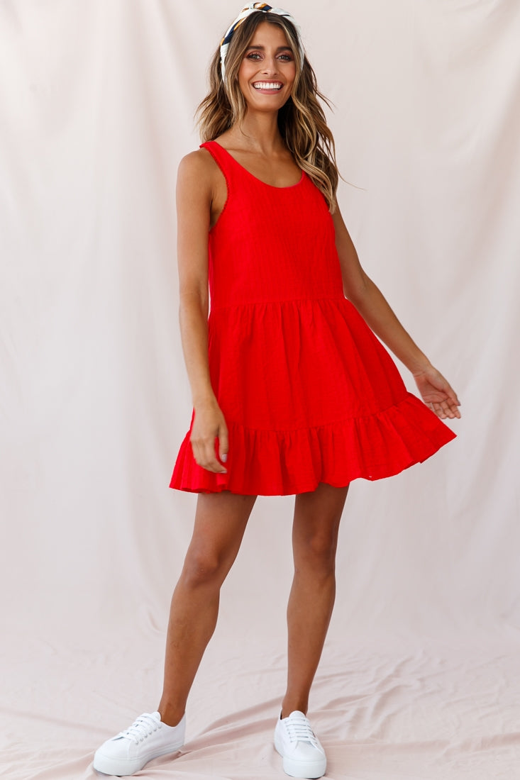 Heather Round Neck Swing Dress Red by Selfie Leslie