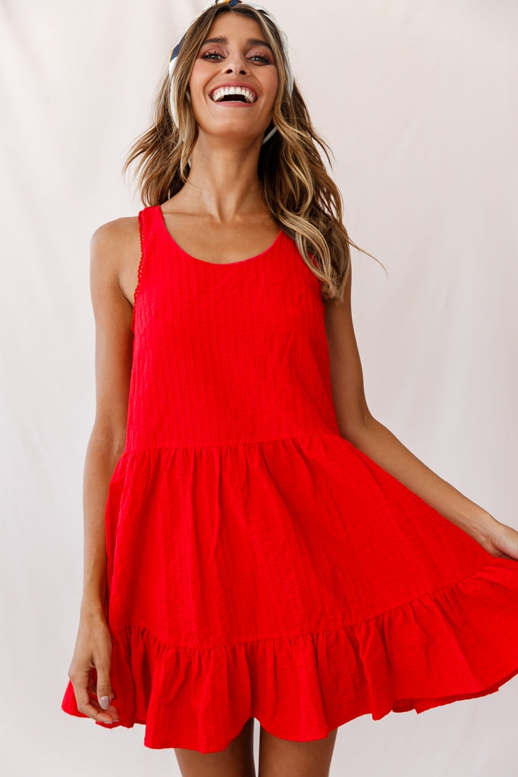 Heather Round Neck Swing Dress Red by Selfie Leslie