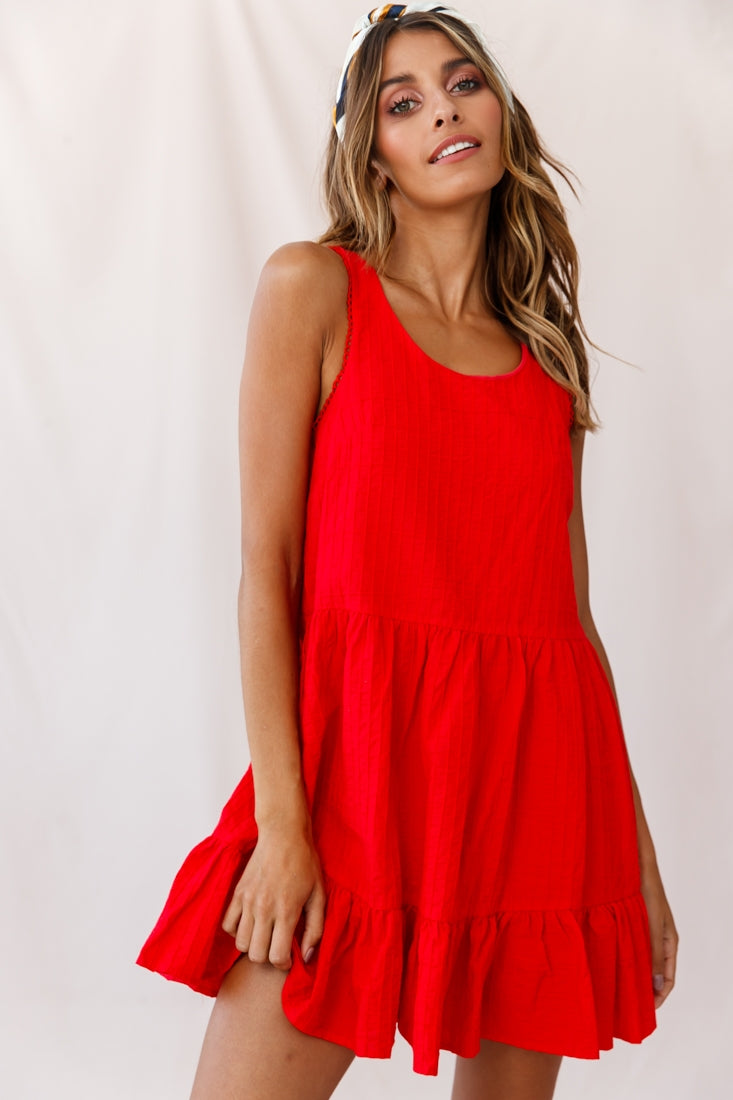 Heather Round Neck Swing Dress Red by Selfie Leslie