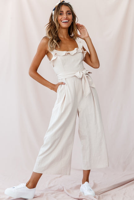 Kaia Ruffle Strap Wide-Leg Capri Jumpsuit Red main image 1