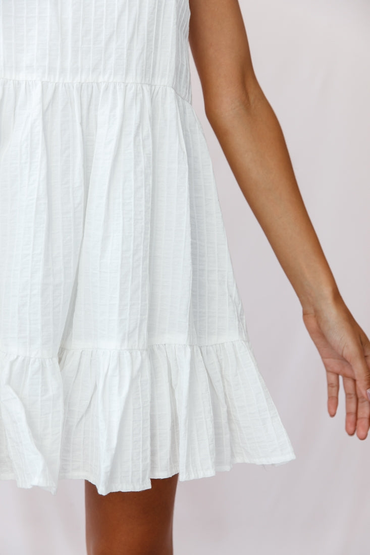 Heather Round Neck Swing Dress White by Selfie Leslie