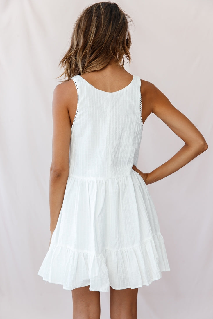Heather Round Neck Swing Dress White by Selfie Leslie