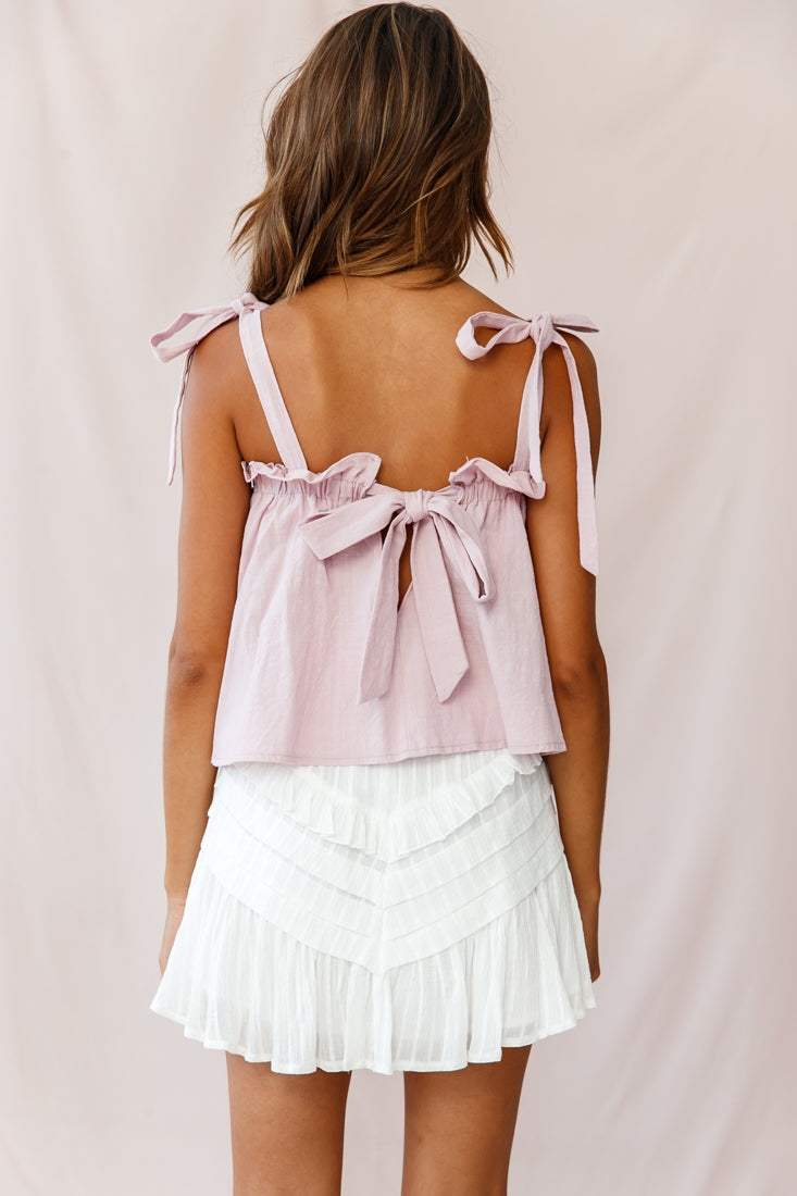 Willah Pintuck And Frill Detail Drawstring Skirt White by Selfie Leslie