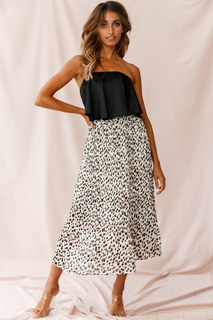 Marie Satin Bandeau Crop Top Black by Selfie Leslie