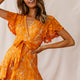 Cami Angel Sleeve Faux Wrap Dress Orange Sunset