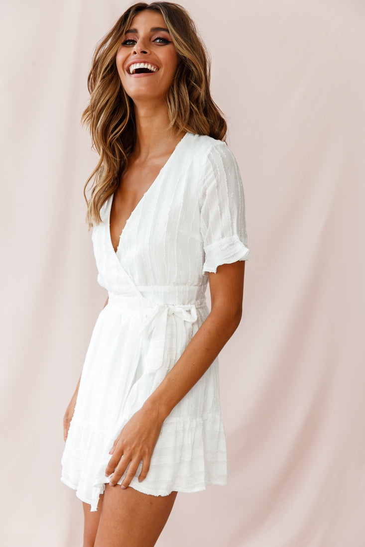 Rubi V-Neckline Wrap Dress White Rubi V-Neckline Wrap Dress White