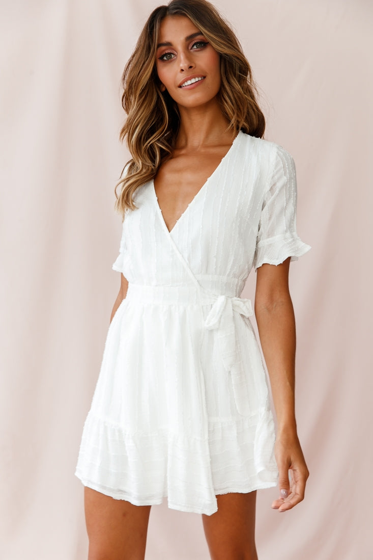 Rubi V-Neckline Wrap Dress White– Selfie Leslie