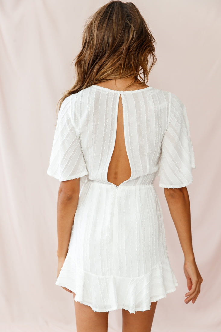 Knowing Tie-Front Frill Hem Dress White by Selfie Leslie