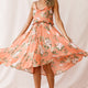 Ava Cowl Neck Drawstring Midi Dress Floral Print Peach