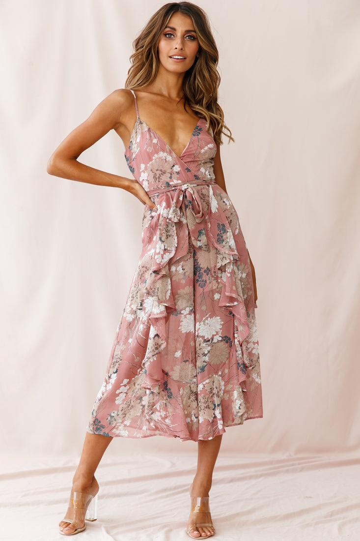 Constance Thin Strap Midi Jumpsuit Rose by Selfie Leslie