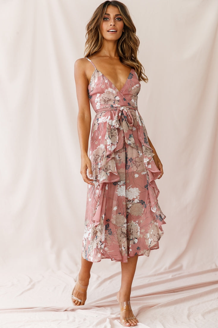 Constance Thin Strap Midi Jumpsuit Rose by Selfie Leslie