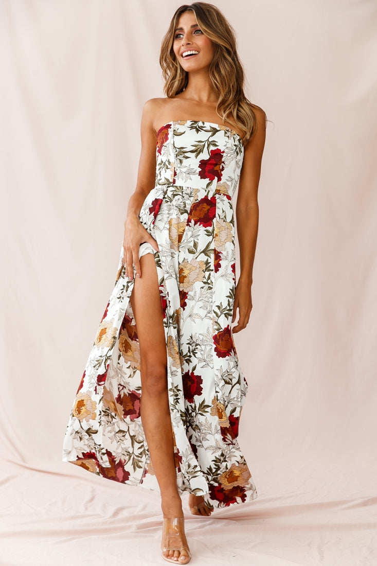 Yuzu Wide Leg Bandeau Jumpsuit White by Selfie Leslie