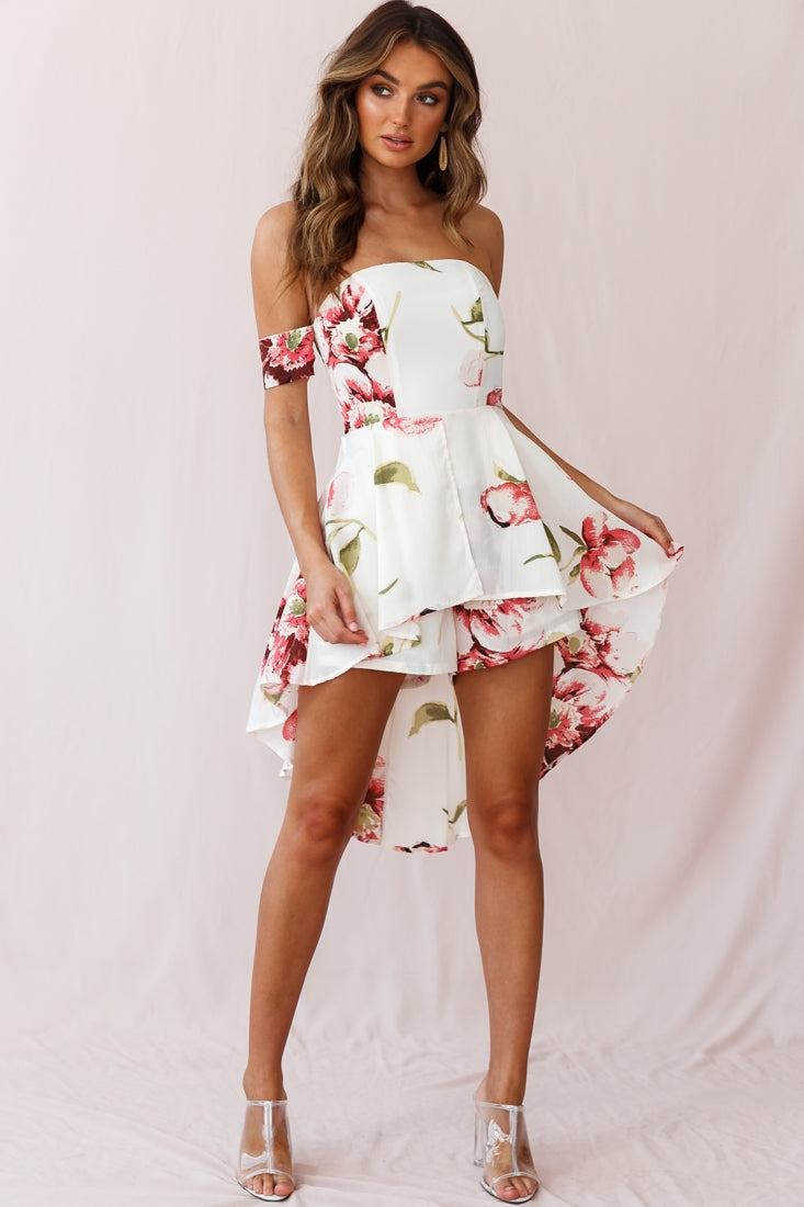 Jessa High-low Summer Brunch Romper Off White by Selfie Leslie