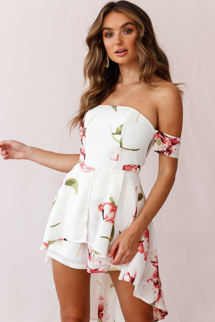 Jessa High-low Summer Brunch Romper Off White by Selfie Leslie