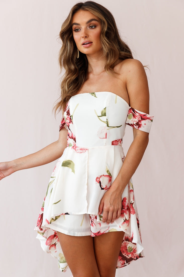 Jessa High-low Summer Brunch Romper Off White by Selfie Leslie